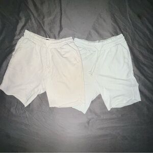 H&M Cream and Light Gray Drawstring Athletic Shorts